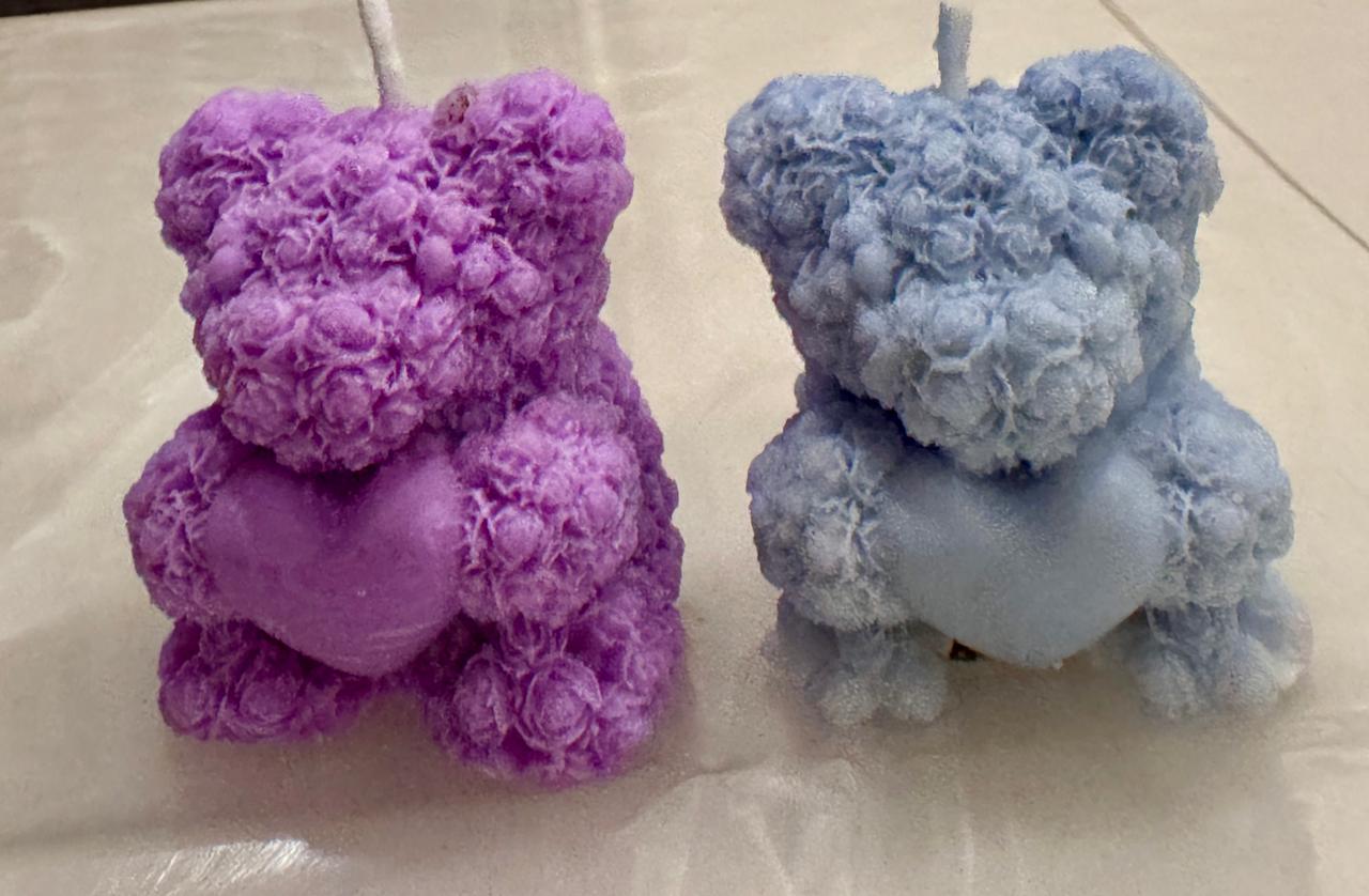 teddy bear candle with heart cute candle gift pastel teddy candle decorative candle gift aesthetic candle